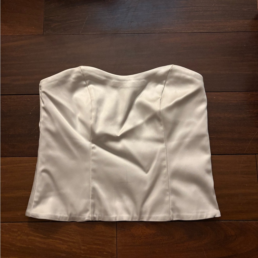 White Satin Bustier Top